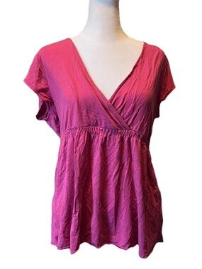 GAP Stretch Y2K Babydoll Empire Waist Pink Blouse Fairy Cottagecore Women’s L